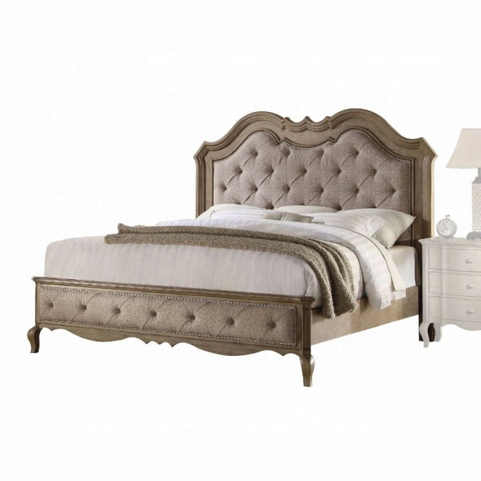 Chelmsford Beige Fabric & Antique Taupe Eastern King Bed