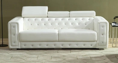 Charlise Modern Style White Sofa in Faux Leather