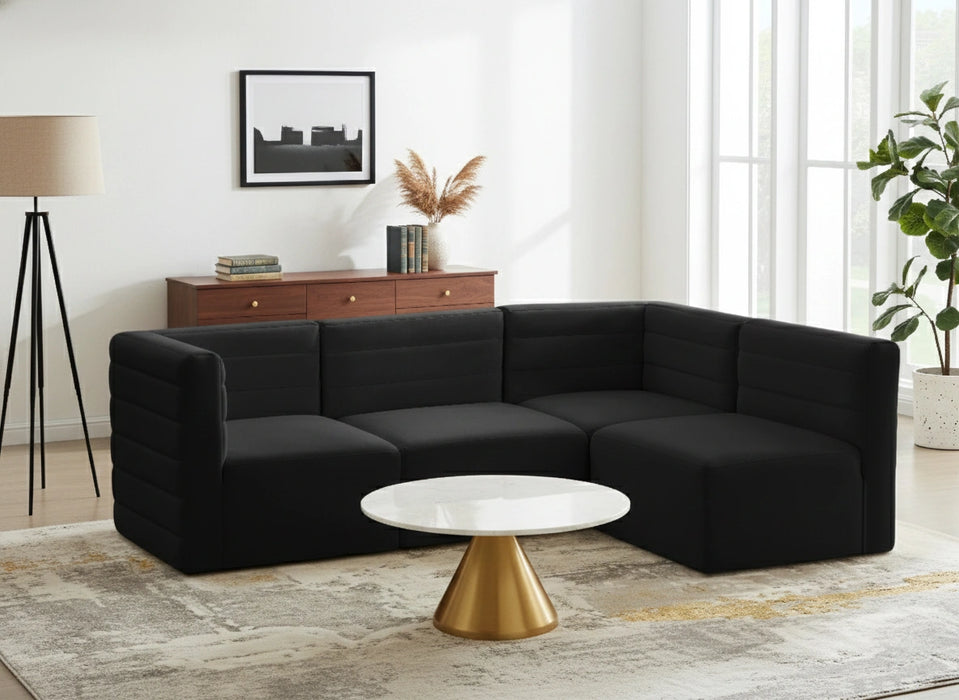 Quincy Black Velvet Modular Sectional