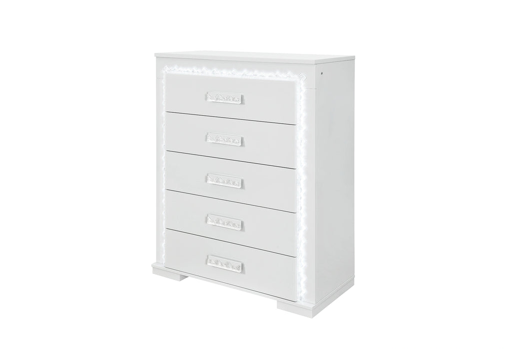 Naomi Silver Marble Chest with LED