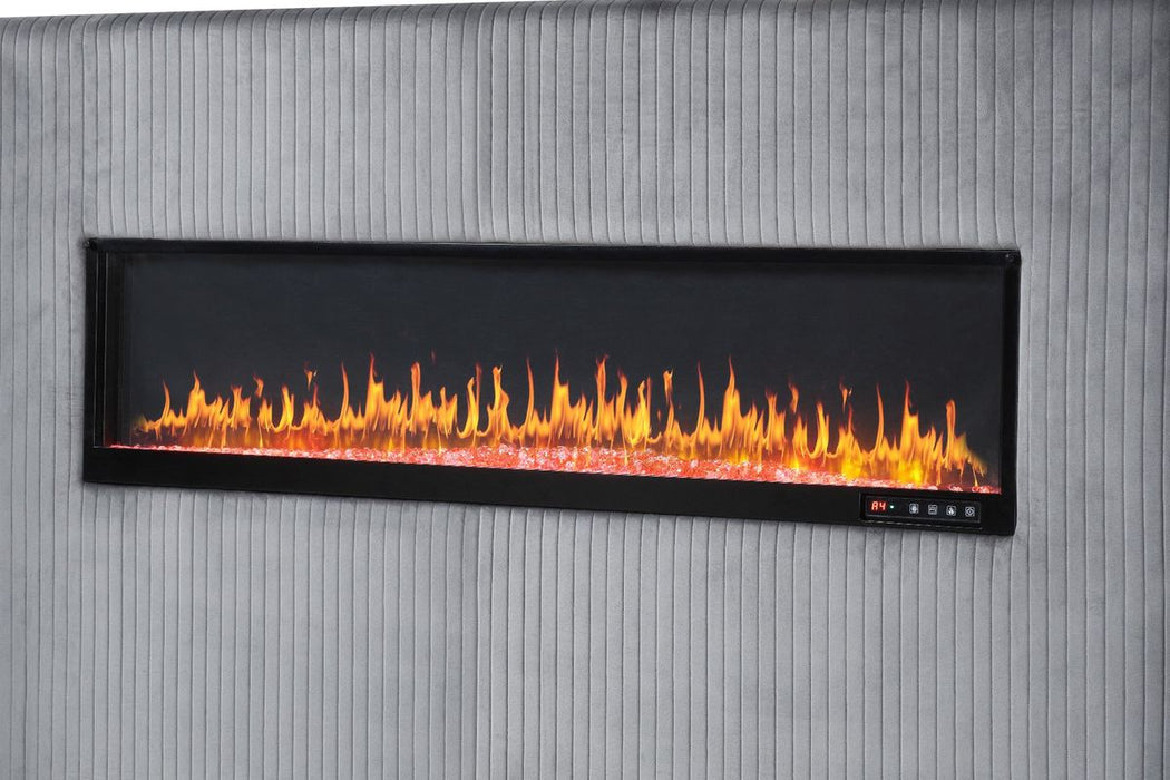 Galaxy Home Lizelle Queen Bed in with Ambient Lighting in Gray image