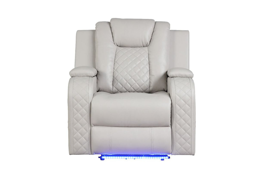 Galaxy Home Benz LED & Power Recliner Chair in Ice/ White image