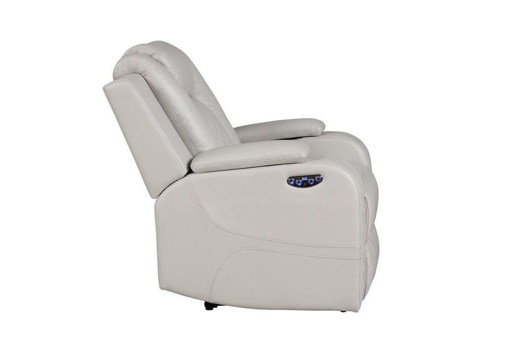 Galaxy Home Benz LED & Power Recliner Chair in Ice/ White