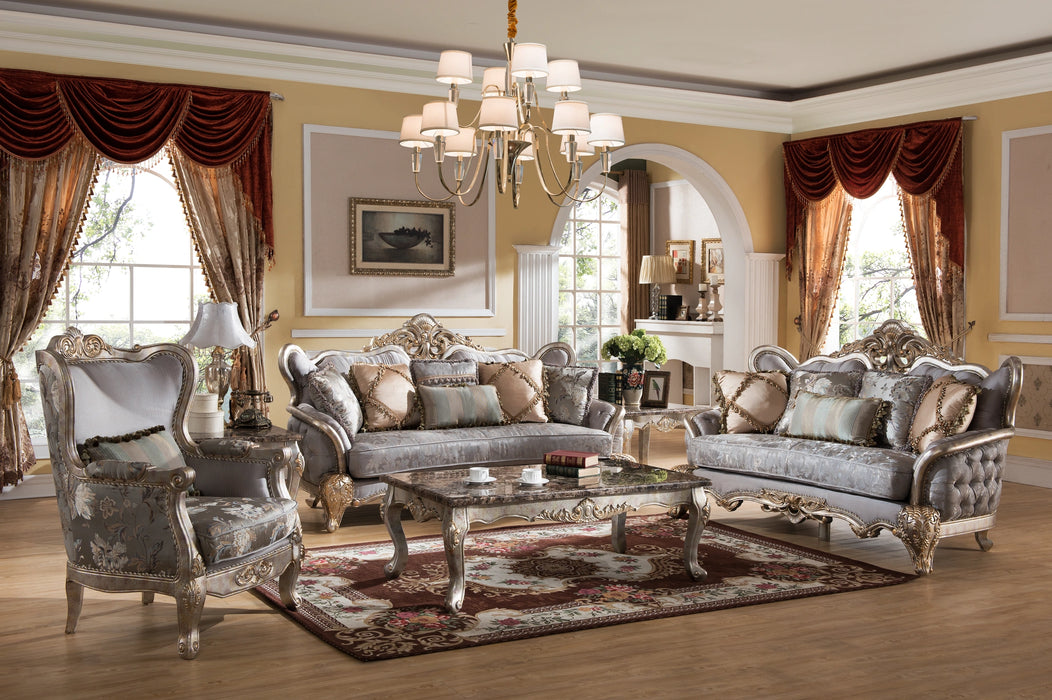 Oprah Traditional Style Sofa in Metallic finish Wood