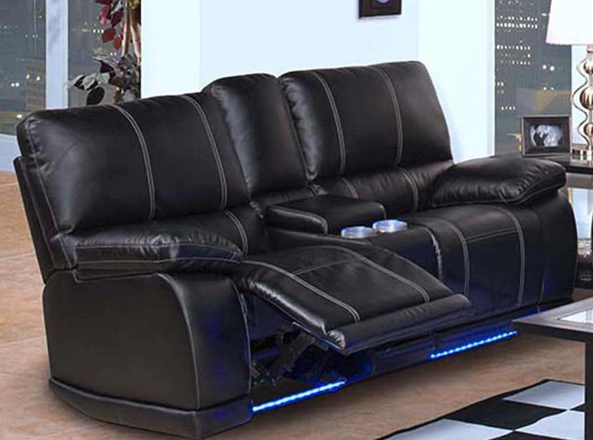 Galaxy Home Electron Power Recliner Loveseat in Black GHF-808857589897