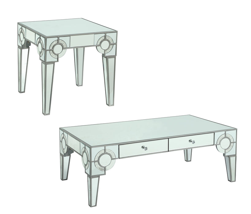Zoe Modern Style Glass End Table with Silver fiinish