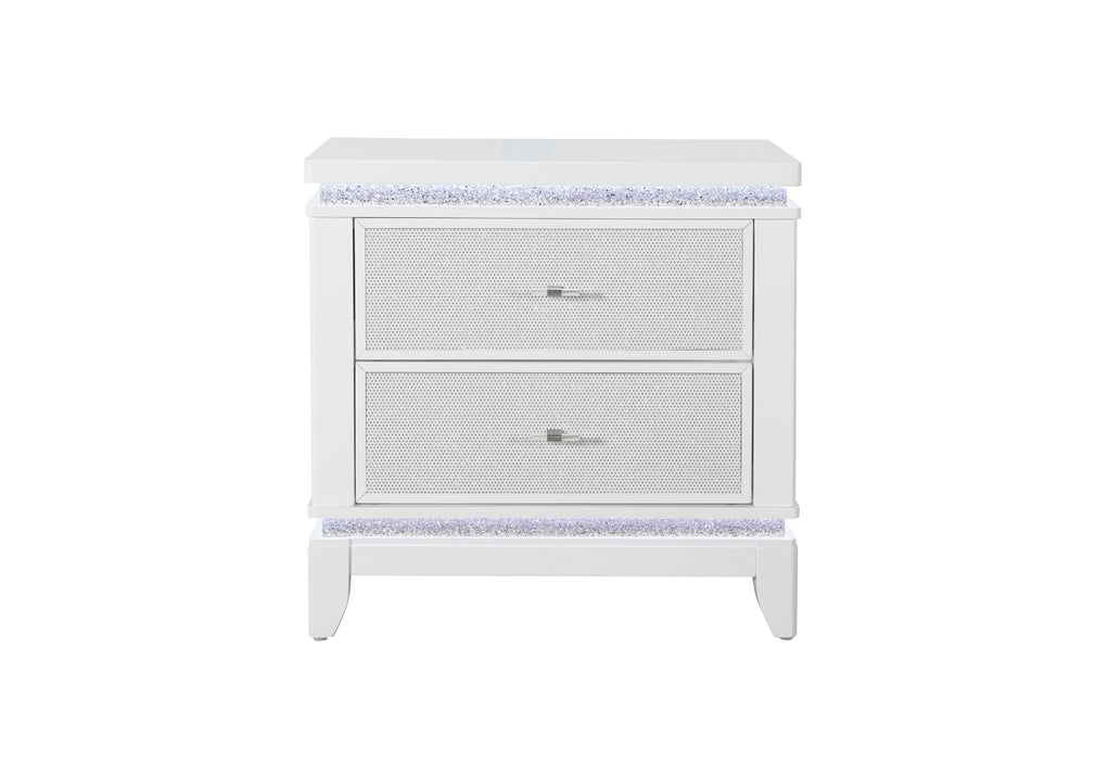 Alina White Nightstand with LED and USB