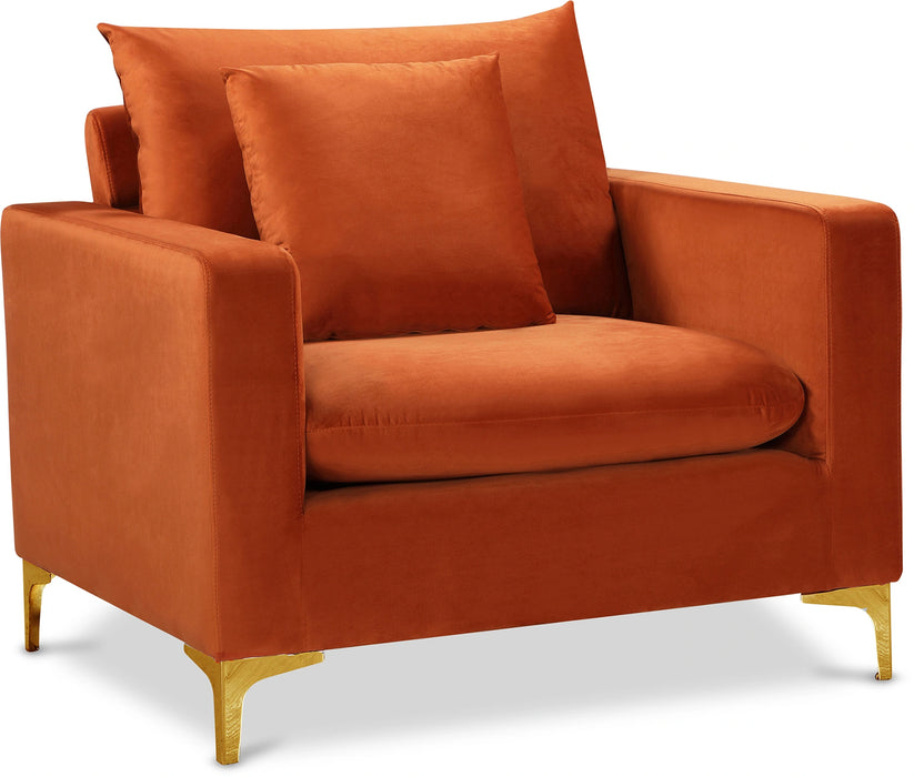 Naomi Cognac Velvet Chair