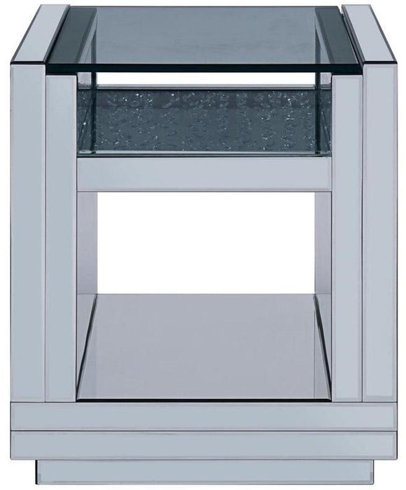 Acme Furniture Nysa End Table in Mirrored & Faux Crystals 81472