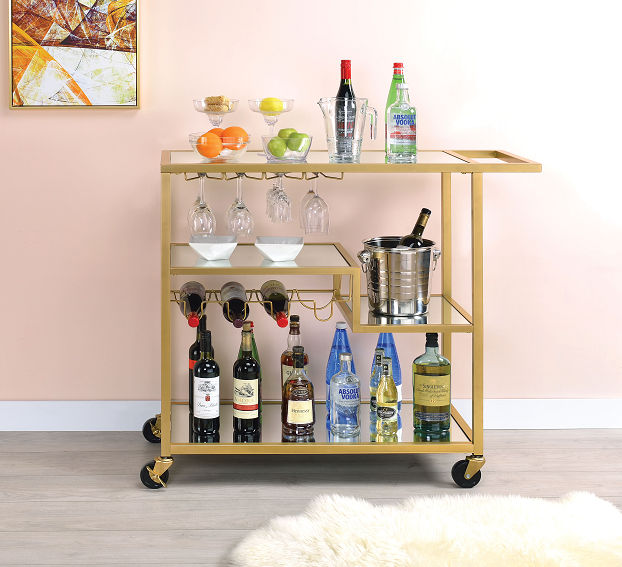 Adamsen Champagne & Mirror Serving Cart