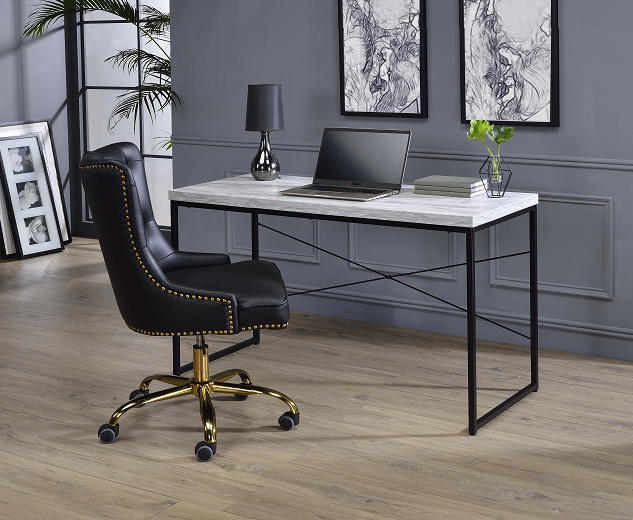 Jurgen Antique White & Black Desk