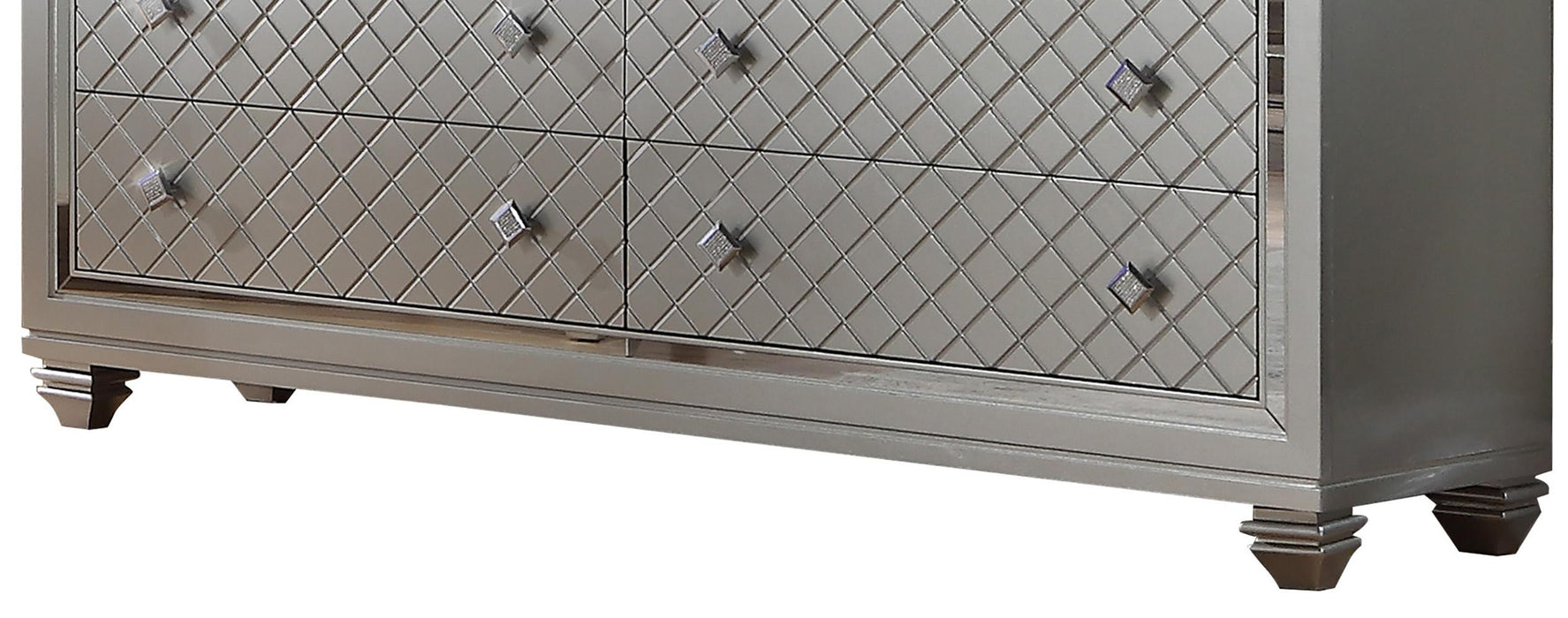 Shiney Contemporary Style Dresser in Silver finish Wood