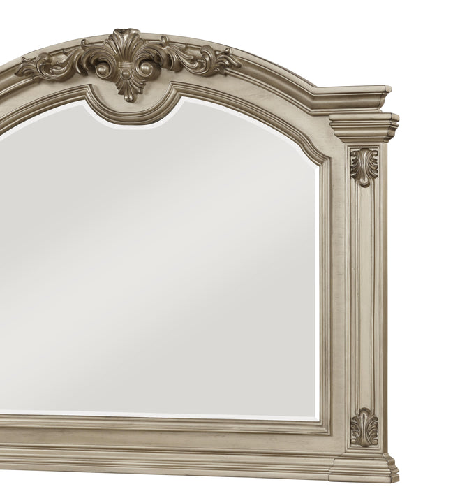 Alicia Transitional Style Mirror in Beige finish Wood
