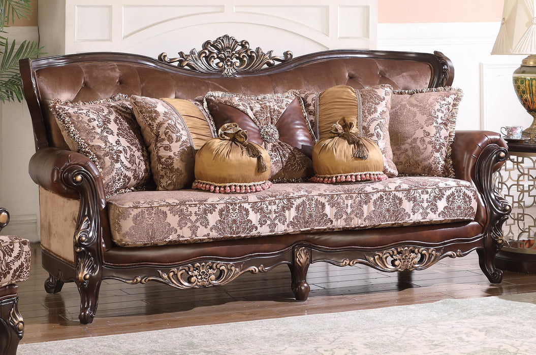 Phoenix Transitional Style Sofa in Cherry finish Wood image