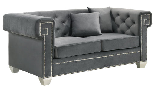 Clover Modern Style Gray Loveseat with Steel Legs image