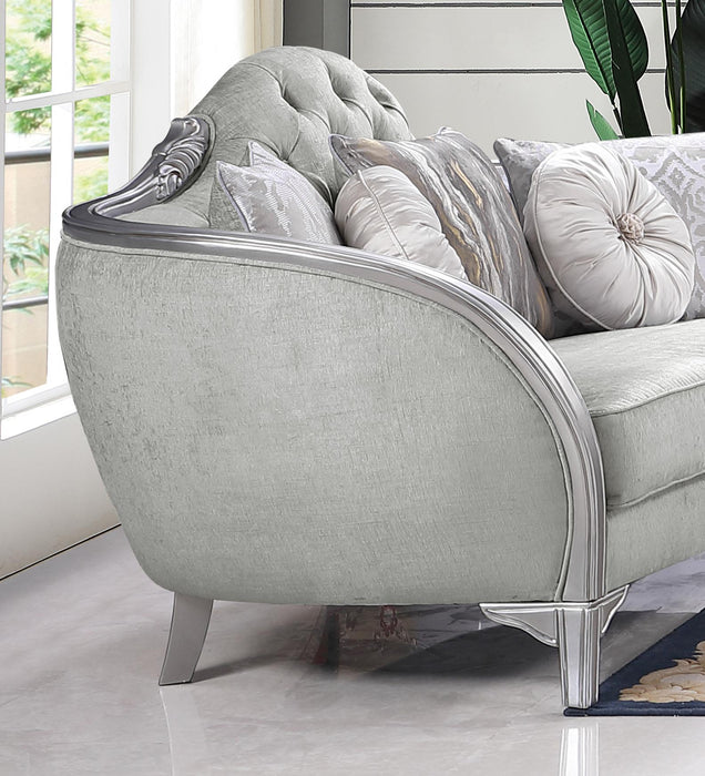 Natalia Transitional Style Loveseat in Silver finish Wood