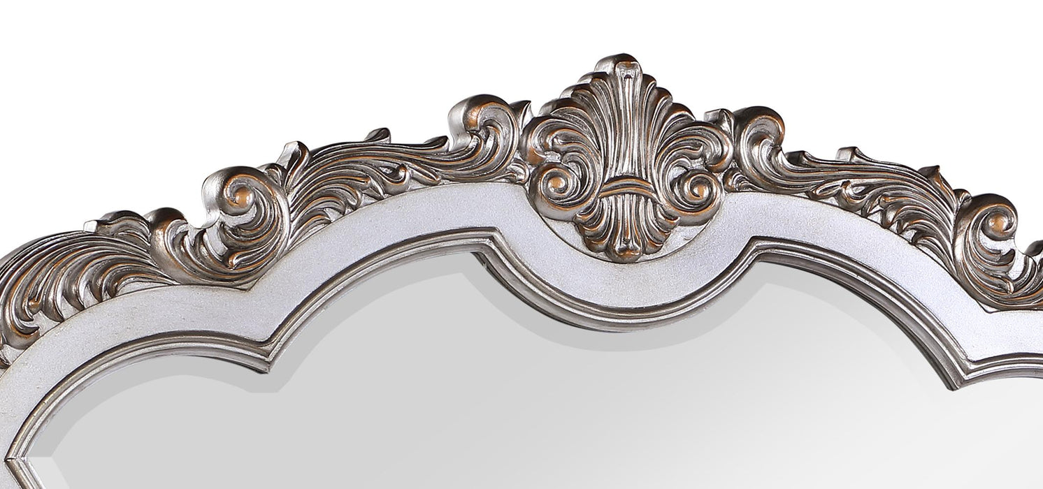 Melrose Transitional Style Mirror in Silver finish Wood