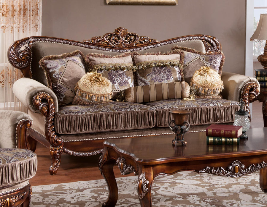 Janet Traditional Style Sofa in Cherry finish Wood image