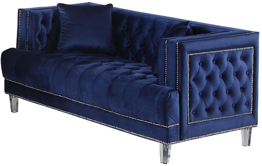 Kendel Blue Modern Style Navy Loveseat with Acrylic Legs image
