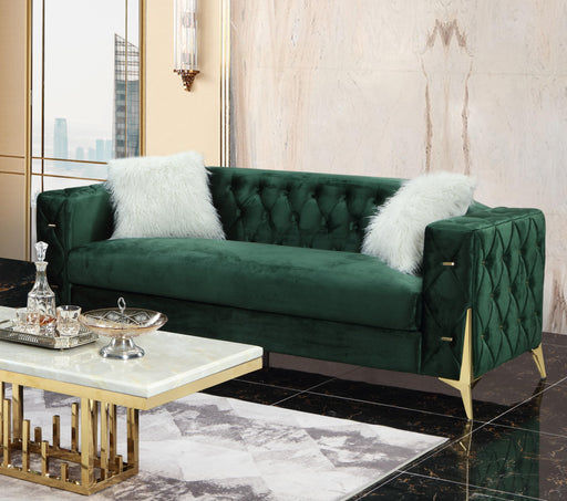 Emerald Modern Style Green Sofa in Gold finish image