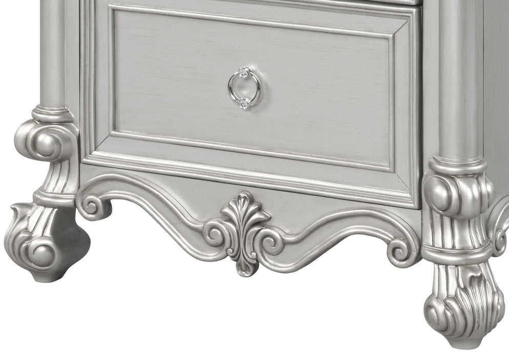 Adriana Transitional Style Nightstand in Silver finish Wood