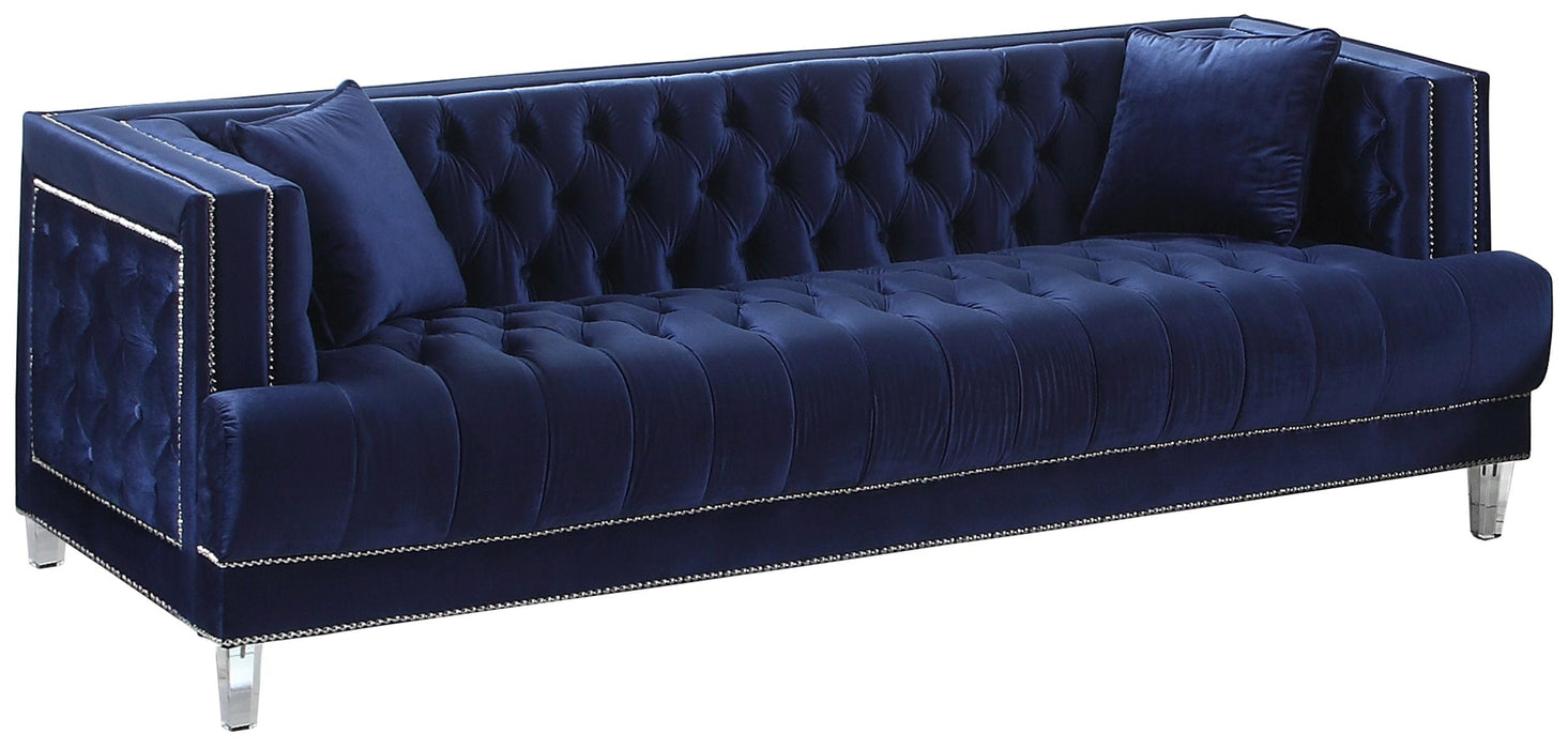 Kendel Blue Modern Style Navy Sofa with Acrylic Legs image
