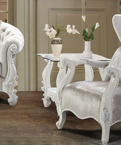 Juliana Traditional Style End Table in Pearl White finish Wood image