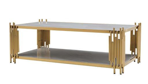 Lawrence Modern Style Marble Coffee Table with Metal Base image
