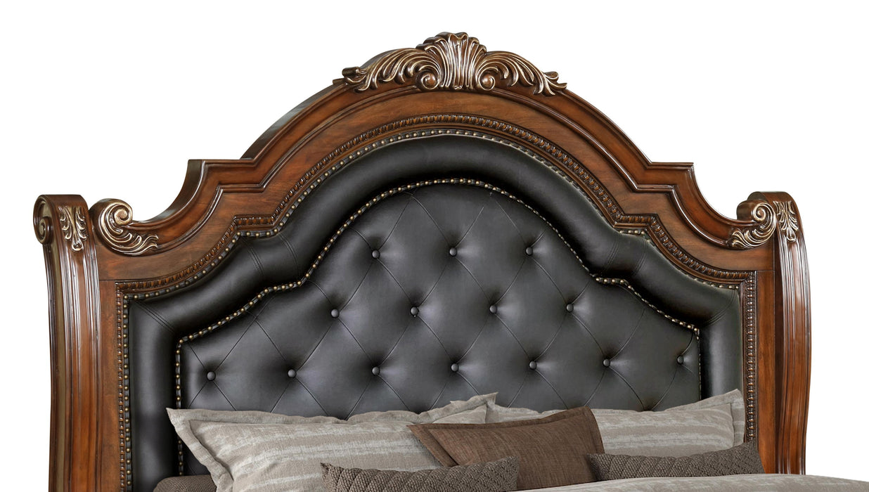 Viviana Traditional Style King Bed in Caramel finish Wood