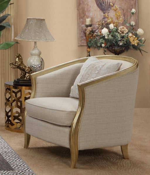 Cora Modern Style Beige Chair in Gold finish image