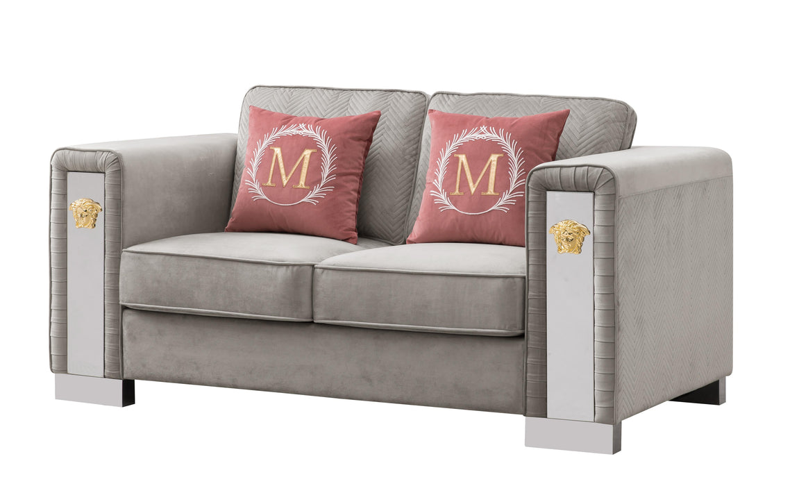 William Modern Style Gray Loveseat with Metal legs