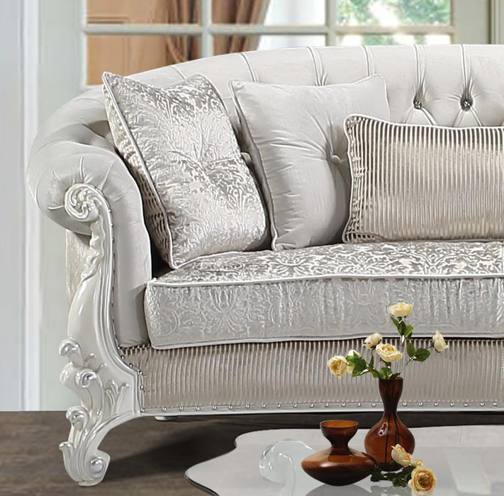 Juliana Traditional Style Sofa in Pearl White finish Wood