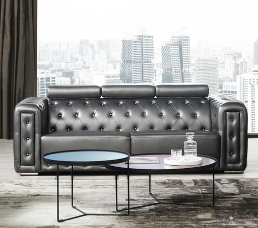Charlise Modern Style Silver Sofa in Faux Leather image