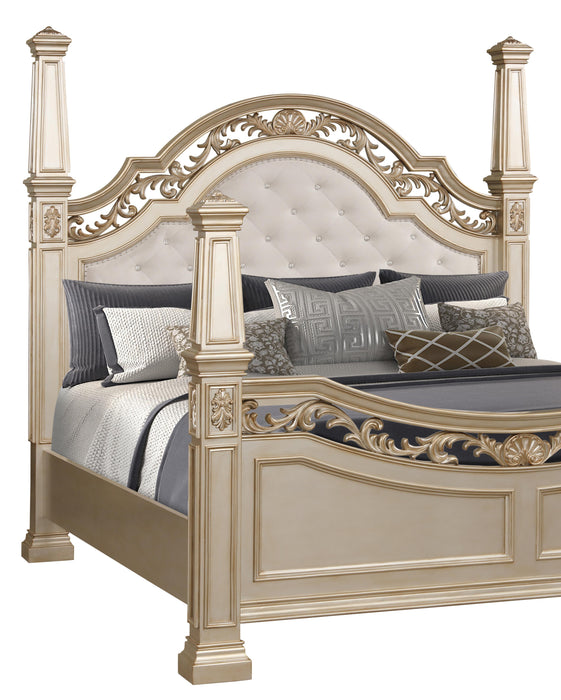 Valentina Traditional Style Queen Bed in Gold finish Wood