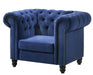Maya Transitional Style Navy Chair with Espresso Legs image