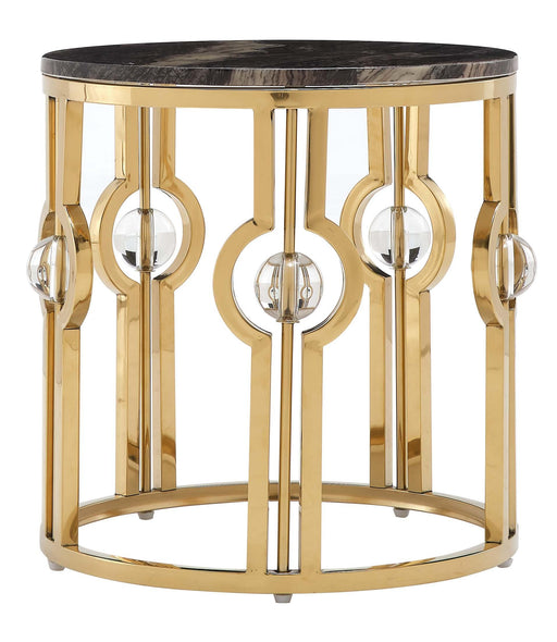 Fallon Modern Style Marble End Table with Metal Base image