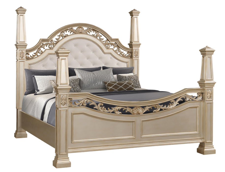 Valentina Traditional Style Queen Bed in Gold finish Wood image