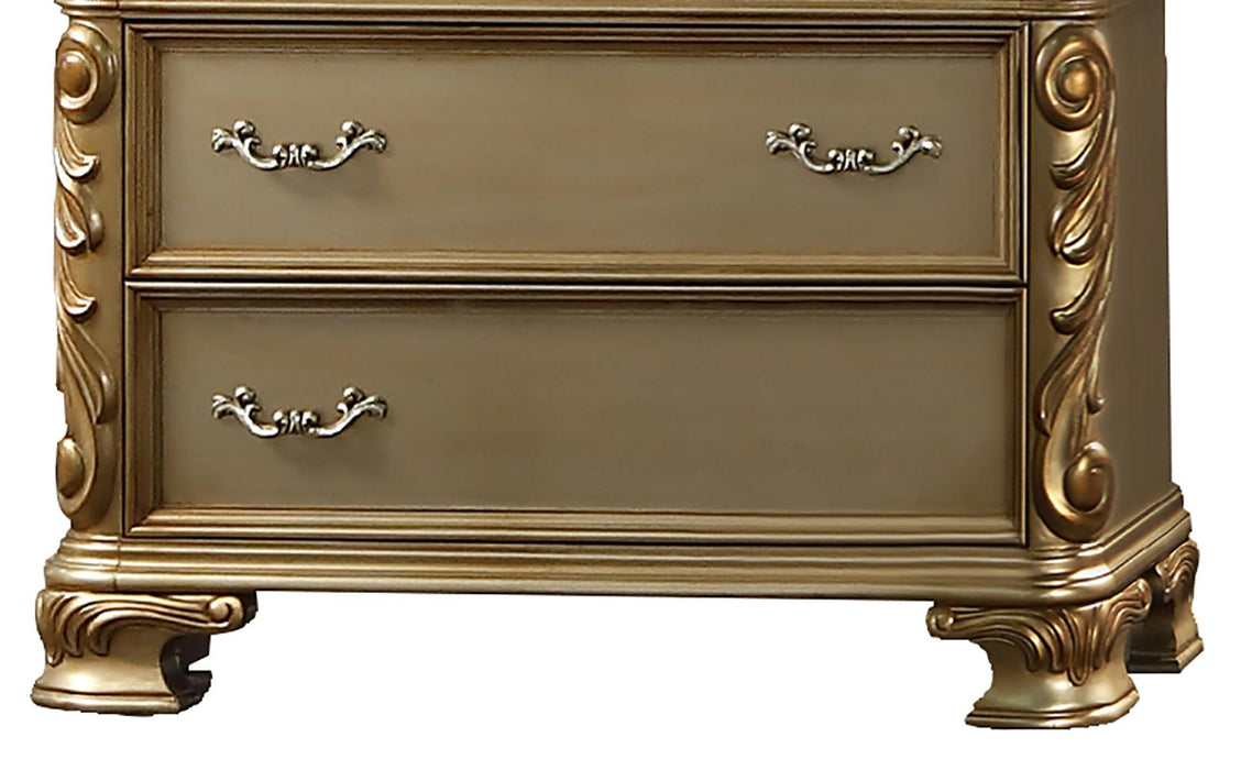 Miranda Transitional Style Chest in Gold finish Wood