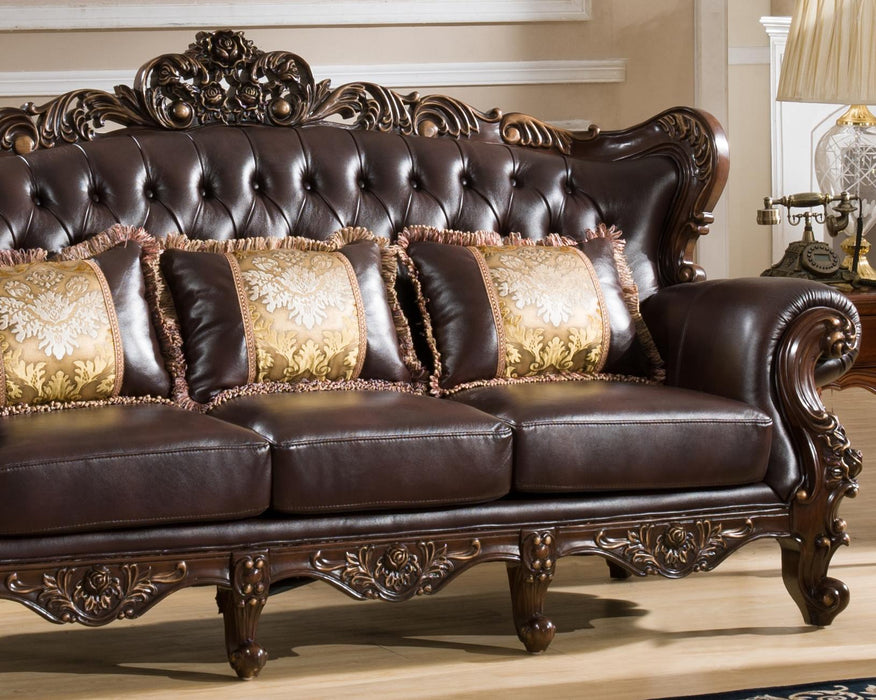 Vanessa Traditional Style Sofa in Walnut finish Wood