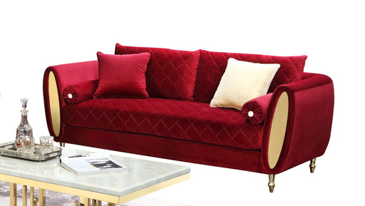 Ruby Modern Style Red Sofa with Gold Finish image
