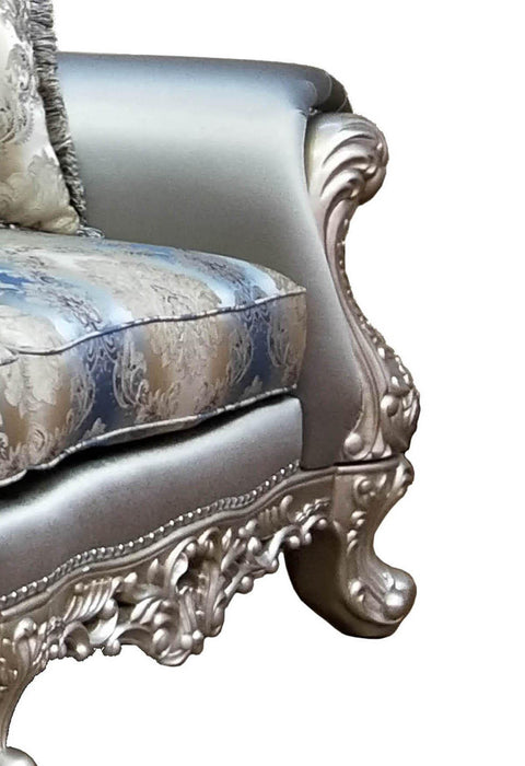 Ariel Transitional Style Loveseat in Silver finish Wood