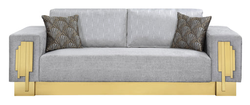 Megan Modern Style Gray Sofa with Gold Finish image