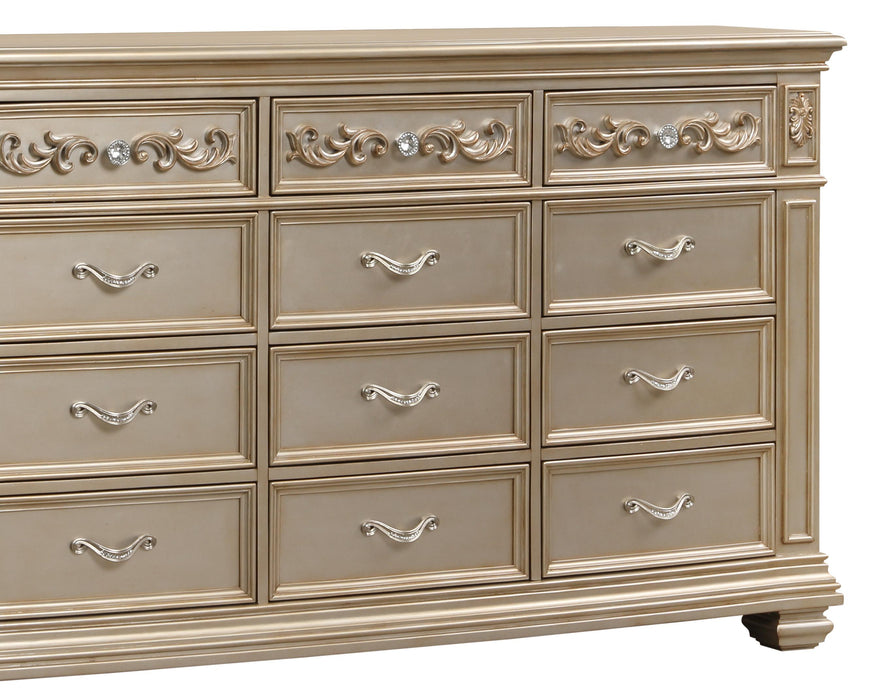 Valentina Traditional Style Dresser in Gold finish Wood