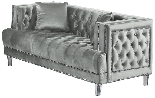 Kendel Silver Modern Style Gray Loveseat with Acrylic Legs image