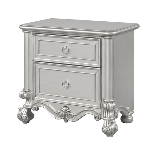 Adriana Transitional Style Nightstand in Silver finish Wood image