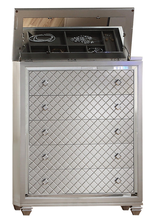 Shiney Contemporary Style Chest in Silver finish Wood image