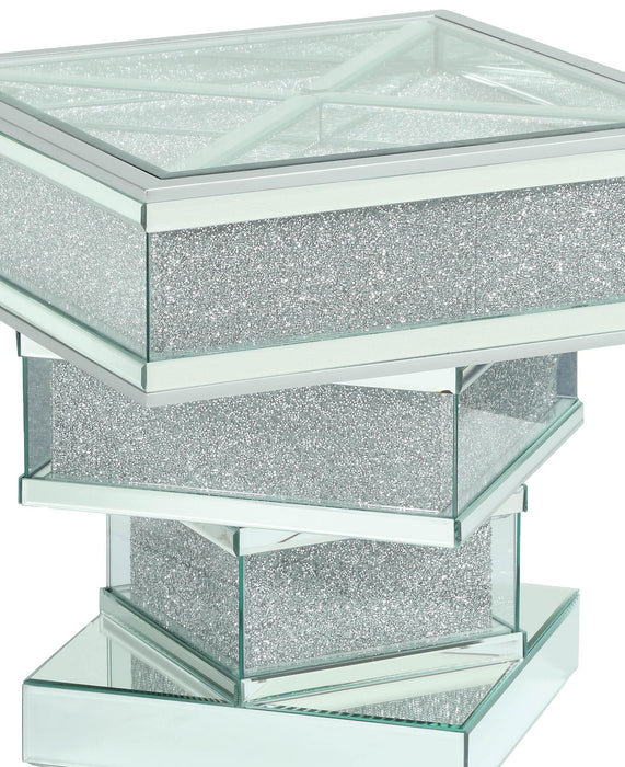 Ava Modern Style Glass End Table with Silver fiinish