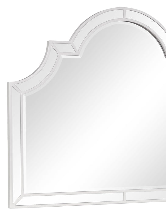 Grand Gloria Contemporary Style Mirror in White finish Wood