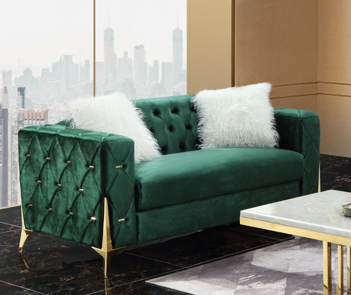 Emerald Modern Style Green Loveseat in Gold finish image