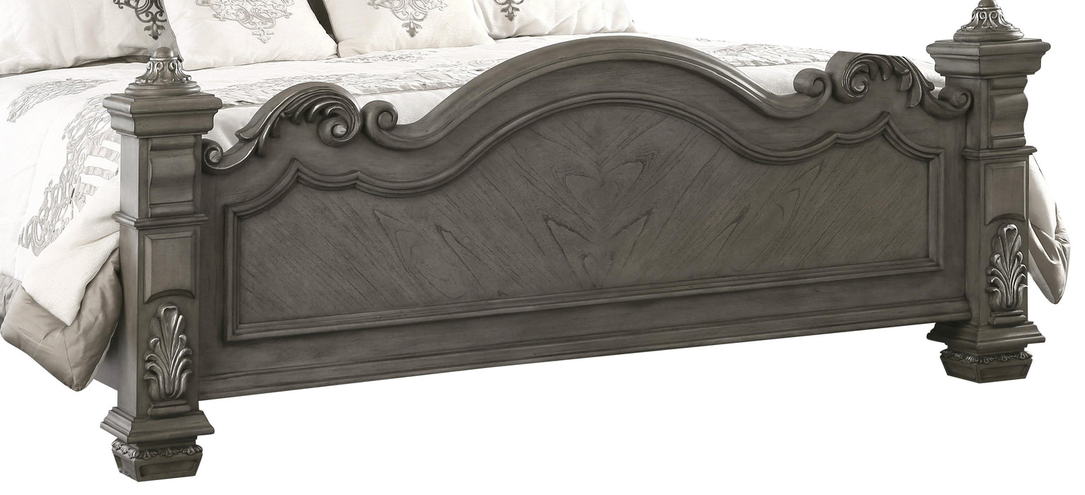 Silvy Transitional Style King Bed in Gray finish Wood